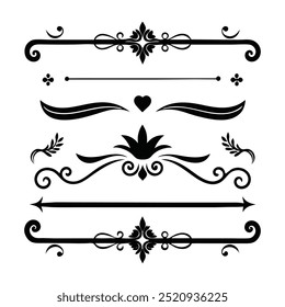 a set of ornament silhouette vector design 