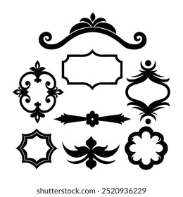 a set of ornament silhouette vector design 