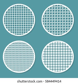 Set ornament template for laser cutting. Geometric round frame. Interior decorative element. vector illustration.