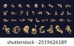 set of ornament vintage border gold vector design illustration isolated background