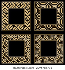 Set. Ornament. Vintage, geometric frame. Postcard. Wedding invitation. Venzel. Logo, template, labels and icons. Vector.