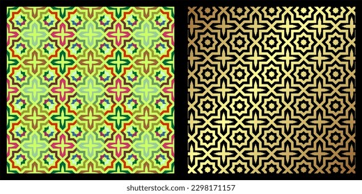 Set of ornamental background patterns of geometric seamless patterns. Abstract geometric hexagonal graphic design print 3d cube pattern. Seamless geometric cube pattern.