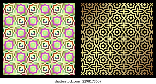 Set of ornamental background patterns of geometric seamless patterns. Abstract geometric hexagonal graphic design print 3d cube pattern. Seamless geometric cube pattern.