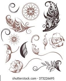 Set of Ornamental Boho Style elements