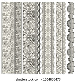 Set of ornamental borders for covers, certificates or diplomas. Seamless borders, dividers and frames in arabesque, vintage style. 