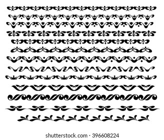 Set ornamental borders. Vector decorative elements.