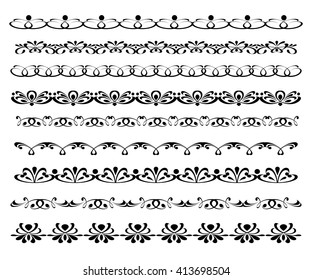 Set ornamental borders. Vector decorative elements.Black.