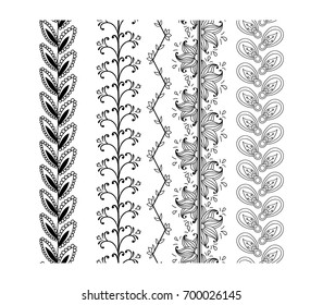 Set ornamental borders. Vector floral decorative elements. Illustration isolated on white