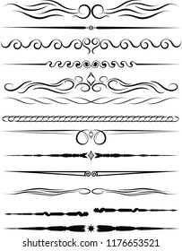 Set of ornamental borders and vintage page dividers. Vector illustration