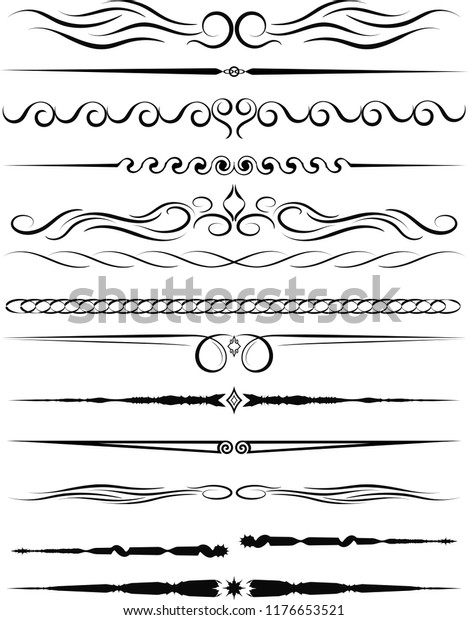 Set of ornamental borders and vintage page\
dividers. Vector\
illustration