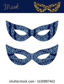 Set of ornamental carnival masks on white background