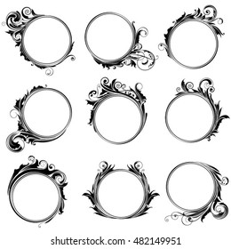 Set ornamental circle frames