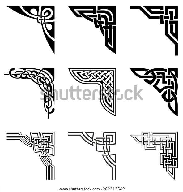 set of ornamental\
corners in celtic style