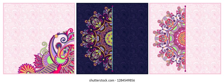 set of ornamental decorative circle template with floral background, vector illustration collection