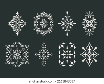 Set Of Ornamental Design Of Elegant Floral And Vintage Elements. Basics Of Floral Sprig Pattern And Victorian Décor Pattern Vectors. Perfect For Greeting Cards, Invitations, Wrapping Paper, Wallpaper.