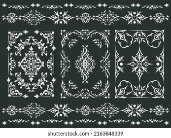 Set Of Ornamental Design Of Elegant Floral And Vintage Elements. Basics Of Floral Sprig Pattern And Victorian Décor Pattern Vectors. Perfect For Greeting Cards, Invitations, Wrapping Paper, Wallpaper.