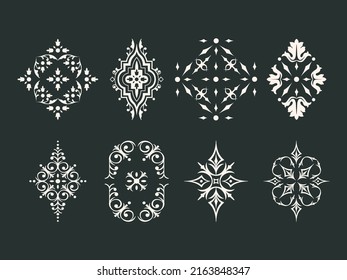 Set Of Ornamental Design Of Elegant Floral And Vintage Elements. Basics Of Floral Sprig Pattern And Victorian Décor Pattern Vectors. Perfect For Greeting Cards, Invitations, Wrapping Paper, Wallpaper.