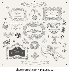 Set of ornamental design elements vintage