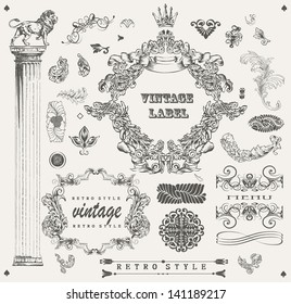 Set of ornamental design elements vintage 