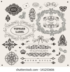 Set of ornamental design elements vintage