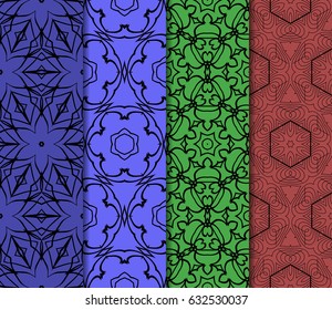 set of Ornamental design. Modern seamless geometry pattern. Vector illustration. For interior design, printing, web and textile design