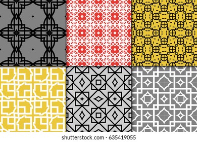 set of Ornamental design. Modern seamless geometry pattern. Vector illustration. For interior design, printing, web and textile design, wrapping