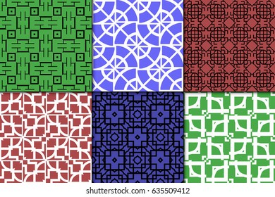 set of Ornamental design. Modern seamless geometry pattern. Vector illustration. For interior design, printing, web and textile design, wrapping