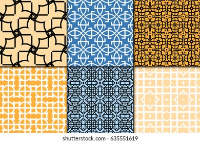 set of Ornamental design. Modern seamless geometry pattern. Vector illustration. For interior design, printing, web and textile design, wrapping