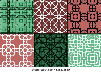 set of Ornamental design. Modern seamless geometry pattern. Vector illustration. For interior design, printing, web and textile design, wrapping