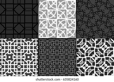 set of Ornamental design. Modern seamless geometry pattern. Vector illustration. For interior design, printing, web and textile design, wrapping