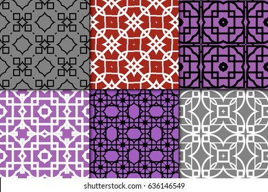 set of Ornamental design. Modern seamless geometry pattern. Vector illustration. For interior design, printing, web and textile design, wrapping
