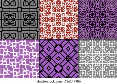 set of Ornamental design. Modern seamless geometry pattern. Vector illustration. For interior design, printing, web and textile design, wrapping