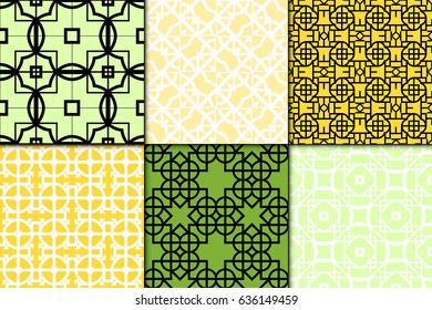 set of Ornamental design. Modern seamless geometry pattern. Vector illustration. For interior design, printing, web and textile design, wrapping