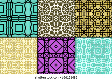 set of Ornamental design. Modern seamless geometry pattern. Vector illustration. For interior design, printing, web and textile design, wrapping
