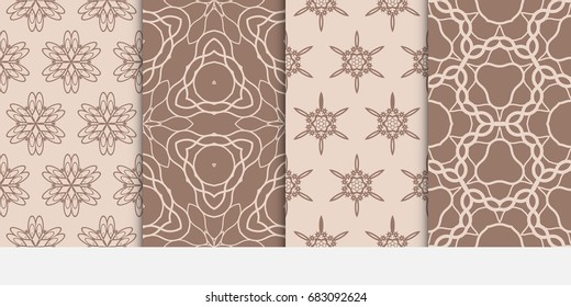 set of Ornamental design. Modern seamless geometry pattern. Vector illustration. For interior design, printing, web and textile design. beige color