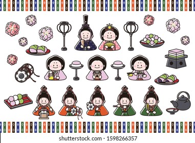 a set of ornamental dolls for Japanese Girls' Festival