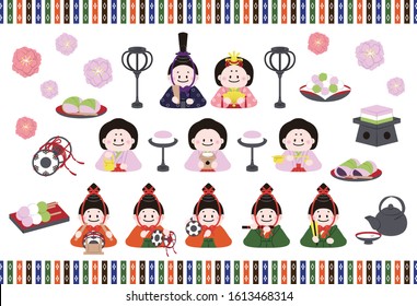 a set of ornamental dolls for Japanese Girls' Festival