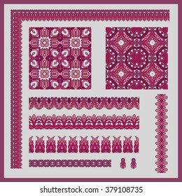 Set of ornamental elements. For design. Each fragment can be replicated. Can be used for gift packaging, napkins, letterheads, postcards, greetings