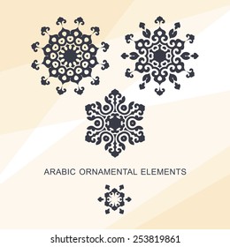 Set of ornamental elements in oriental style. Circular design