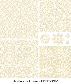 Set of ornamental  ethnic patterns on dark background