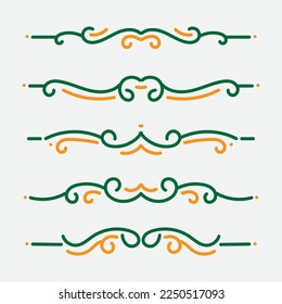 Set of ornamental filigree flourishes and thin dividers. Classical vintage elements, vector illustration