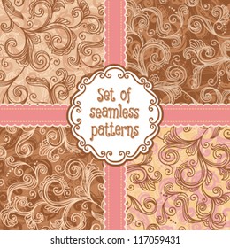 Set of ornamental floral background. Seamless pattern for your design wallpapers, pattern fills, web page backgrounds, surface textures.