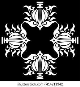 Set of ornamental floral elements for design in vintage stile.