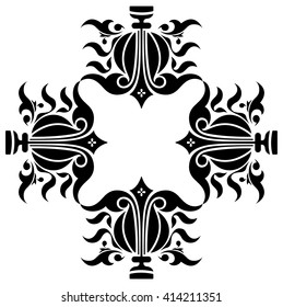 Set of ornamental floral elements for design in vintage stile.
