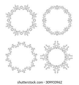 Set of ornamental floral frame. Round lace pattern.Vector art