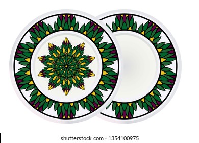 Set of Ornamental Floral Pattern and round frame. Hand Draw Mandala. Decorative Elements. Vector Illustration. Anti-Stress Therapy Pattern. Oriental Pattern. Indian, Moroccan, Mystic, Ottoman Motifs.