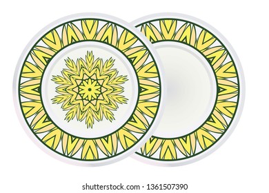Set of Ornamental Floral Pattern and round frame. Hand Draw Mandala. Decorative Elements. Vector Illustration. Anti-Stress Therapy Pattern. Oriental Pattern. Indian, Moroccan, Mystic, Ottoman Motifs.