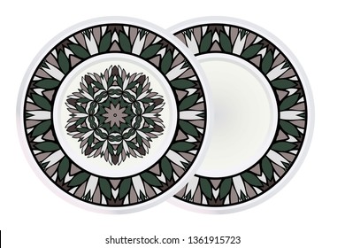 Set of Ornamental Floral Pattern and round frame. Hand Draw Mandala. Decorative Elements. Vector Illustration. Anti-Stress Therapy Pattern. Oriental Pattern. Indian, Moroccan, Mystic, Ottoman Motifs.