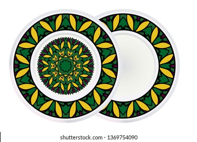 Set of Ornamental Floral Pattern and round frame. Hand Draw Mandala. Decorative Elements. Vector Illustration. Anti-Stress Therapy Pattern. Oriental Pattern. Indian, Moroccan, Mystic, Ottoman Motifs.