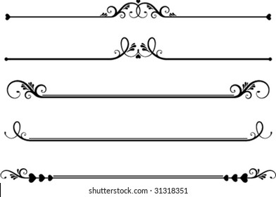 set of ornamental floral rule lines, underlines